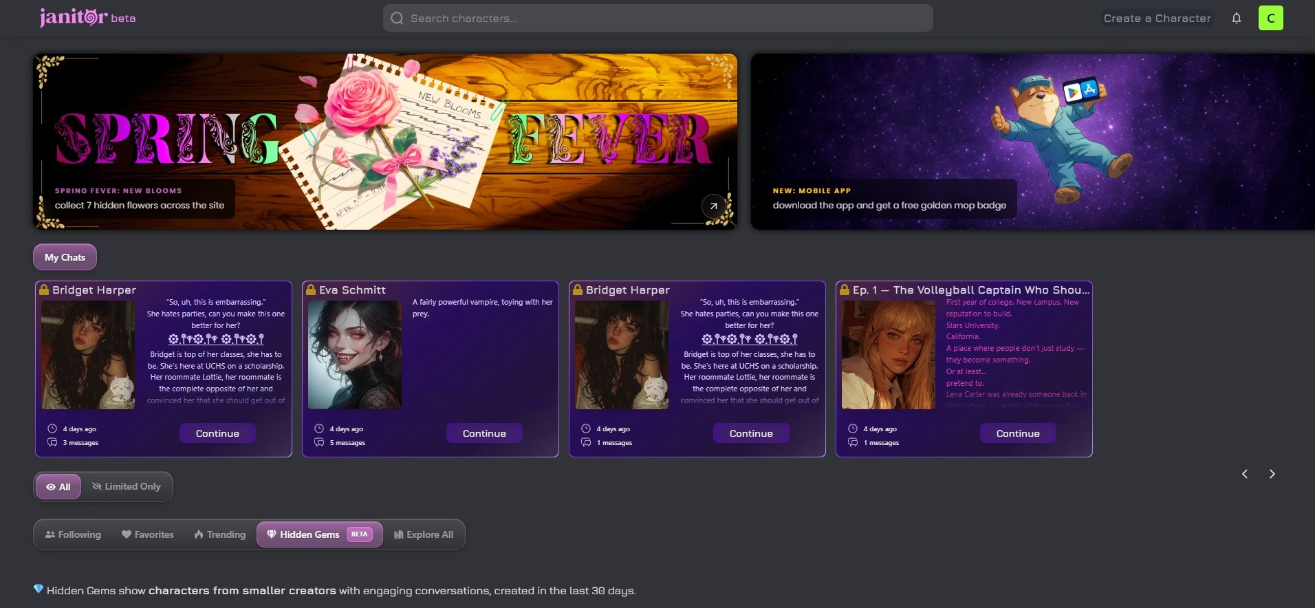 Recensione Janitor AI — filtri di ricerca e categorie