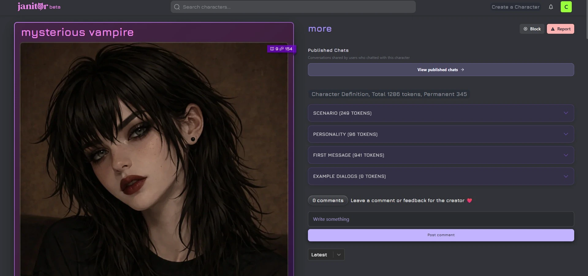 Recensione Janitor AI — interfaccia chat roleplay