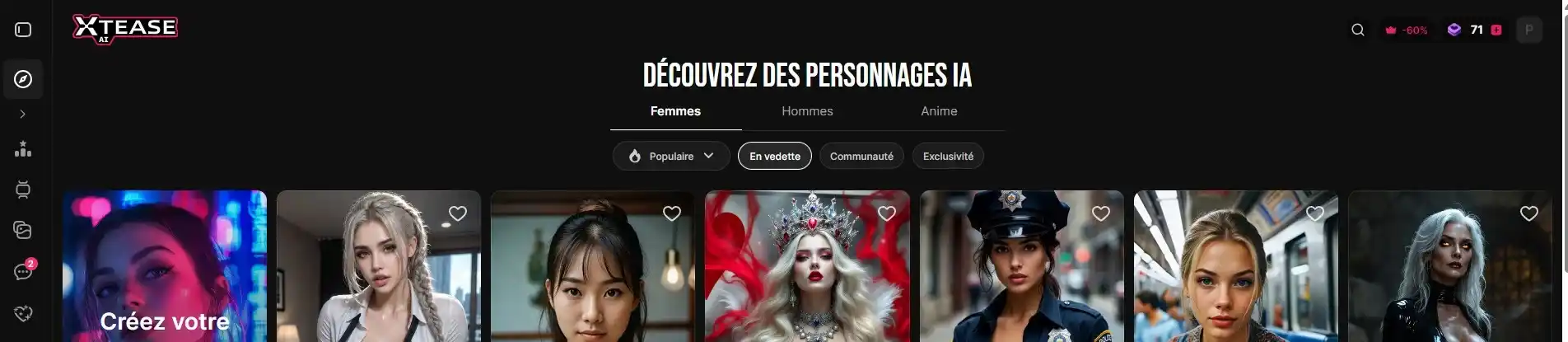 Recensione Xtease AI — interfaccia identica a Lovescape in tema scuro