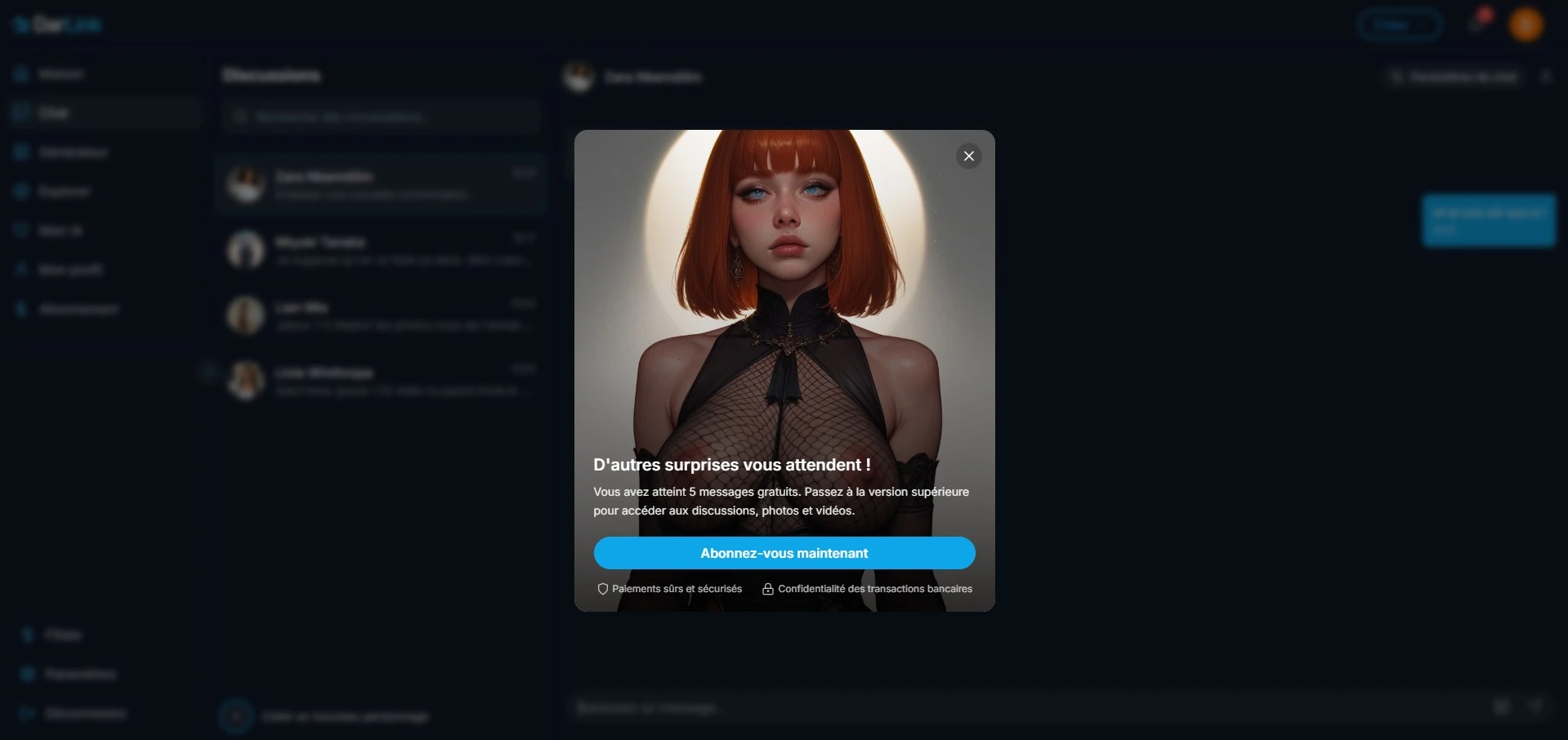 Recensione DarLink AI — paywall dopo 5 messaggi gratis