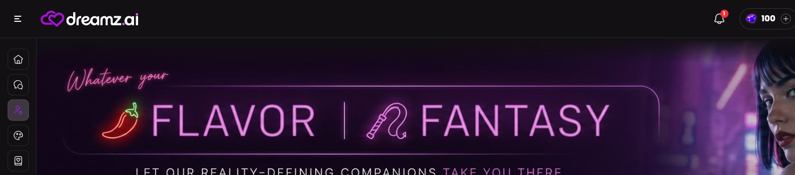 Recensione Dreamz.ai — pagina catalogo Companions "Flavor Fantasy"