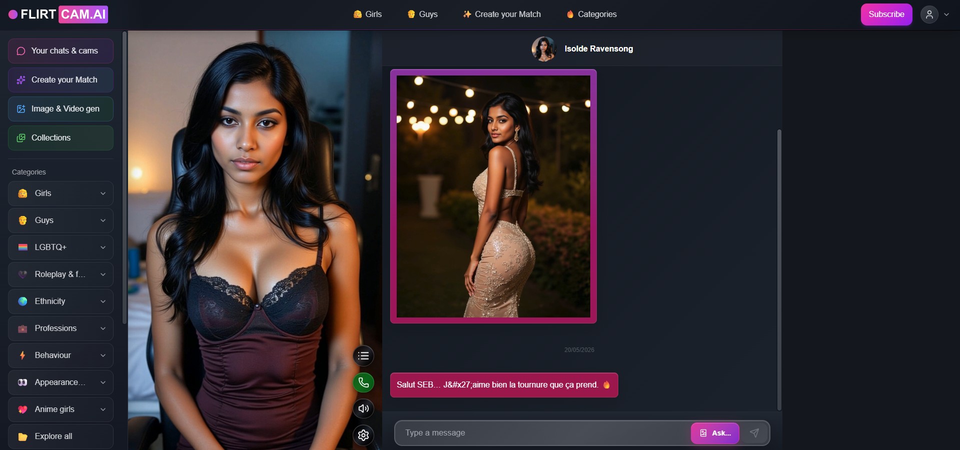 Recensione FlirtCam.AI — validazione finale del personaggio