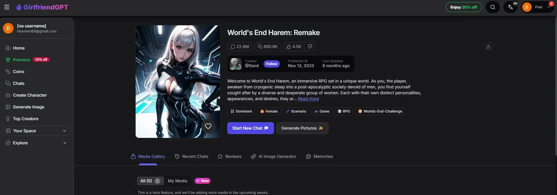 Recensione GirlfriendGPT — community di creator e personaggi