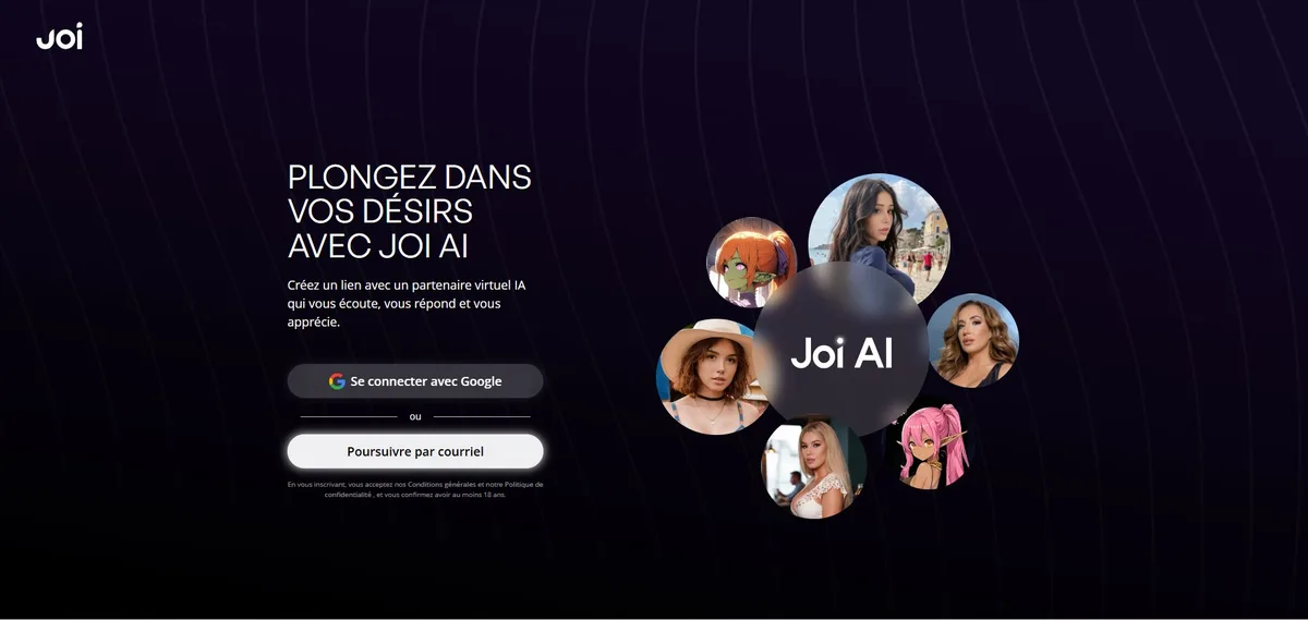 Recensione Joi AI — interfaccia di benvenuto