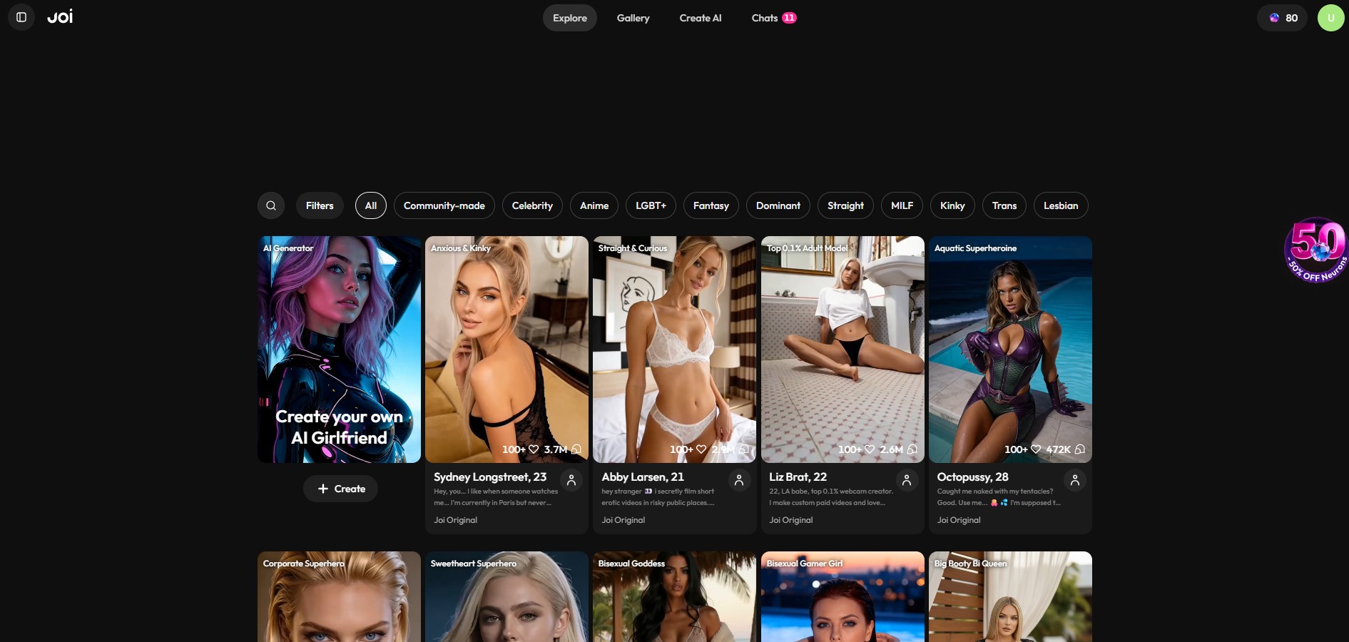 Galleria personaggi Joi