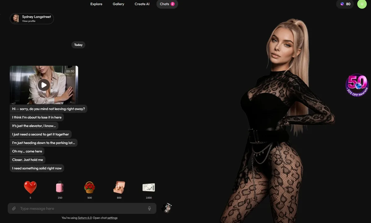 Recensione Joi AI — conversazione chat con personaggio visivo