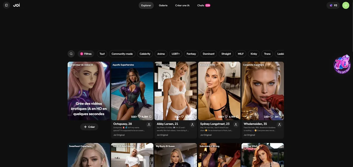 Joi AI: galleria personaggi, punto di partenza per il generatore