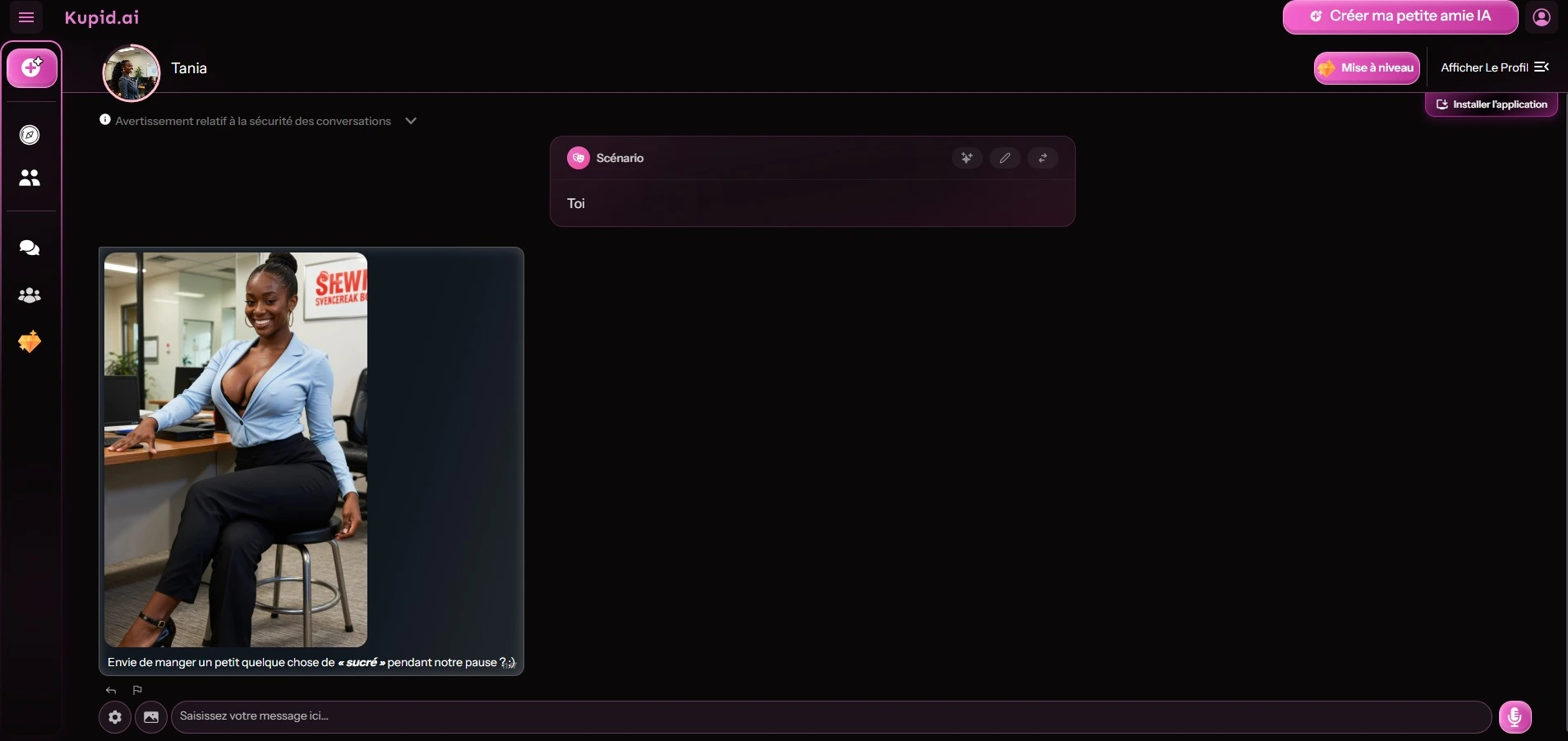 Recensione Kupid AI — Tania programma un'immagine sexy in chat