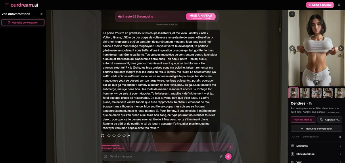 Recensione OurDream AI — chat narrativa immersiva con Ashley Cendres