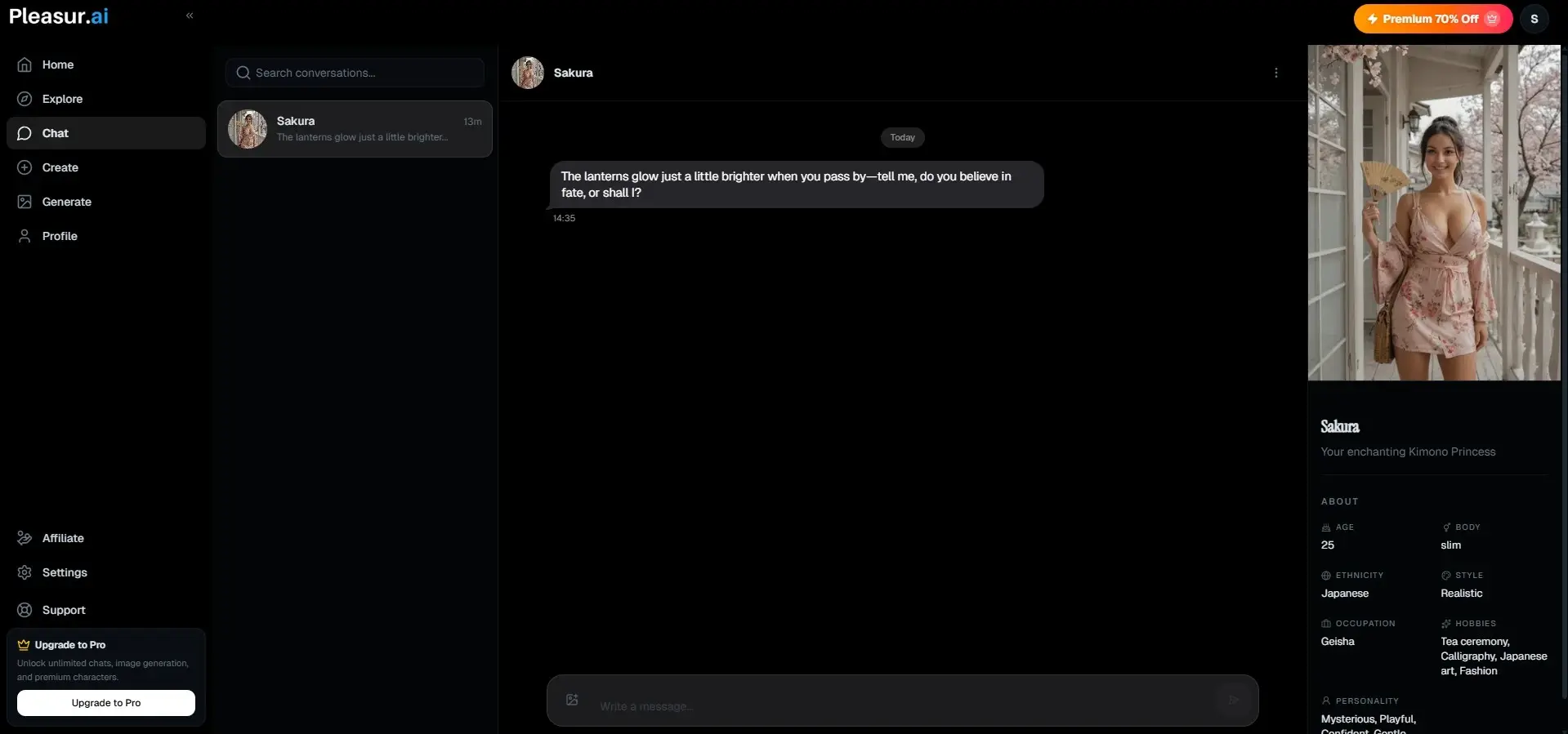 Recensione Pleasur AI — interfaccia e catalogo personaggi